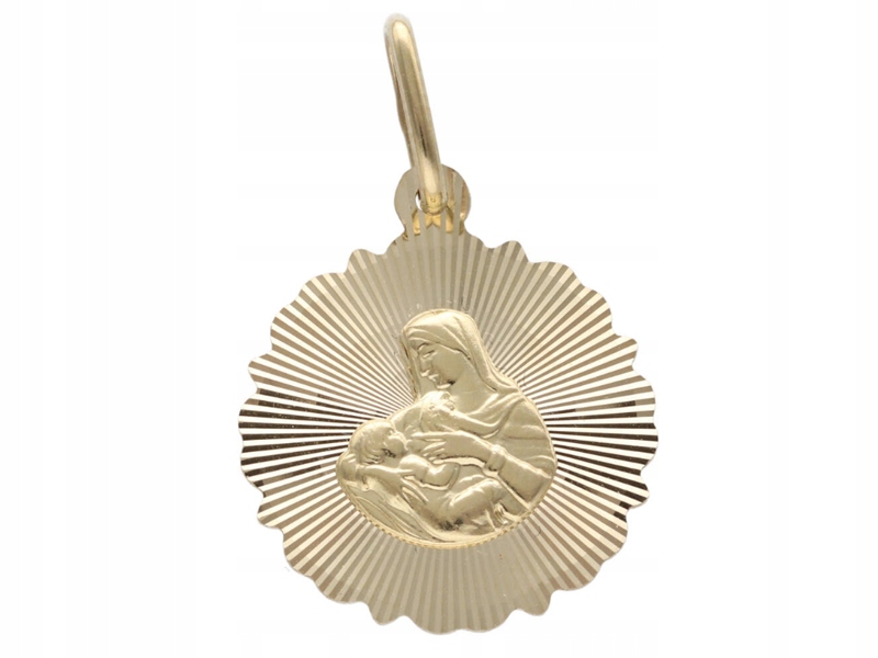 Zlatý medailonek 585 Marie Svaté Přijímání Křest 1,6g suvenýr 14k přívěsek unisex