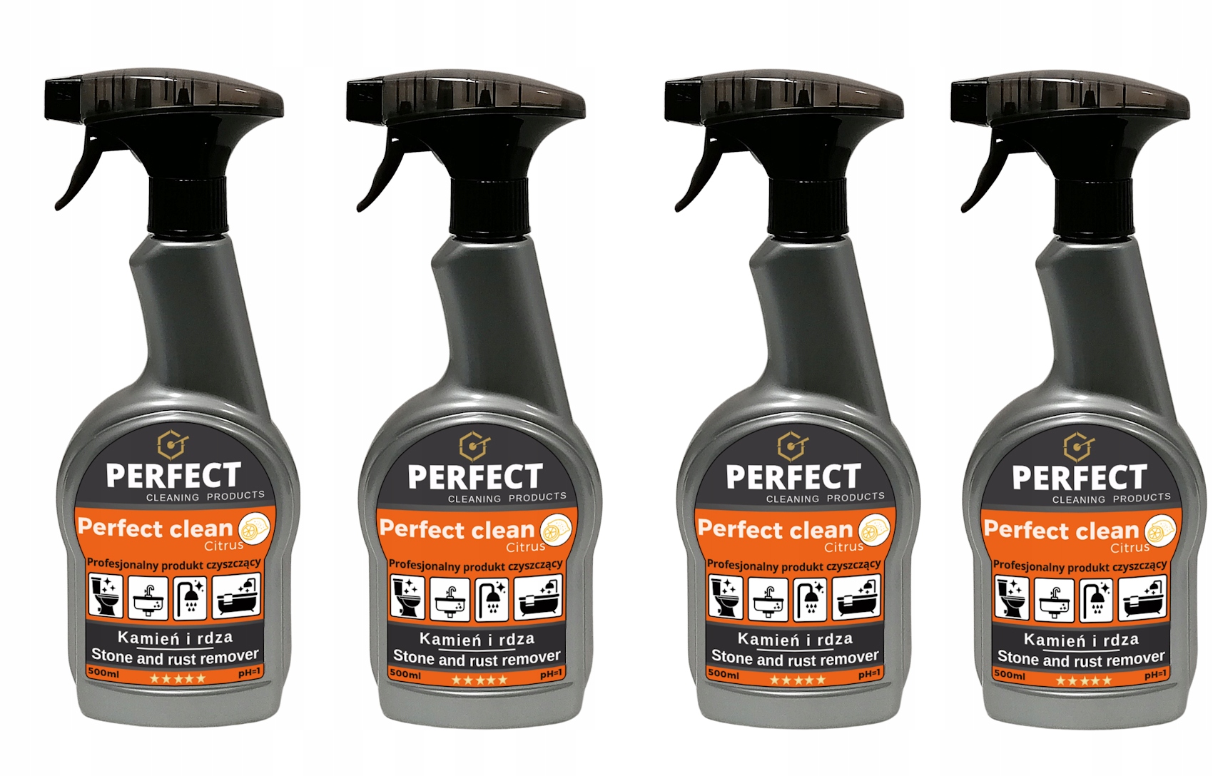 Levně 4x Perfect Clean 0,5 L Koupelna Kámen a rez Odstraňuje mýdlové usazeniny Vonný