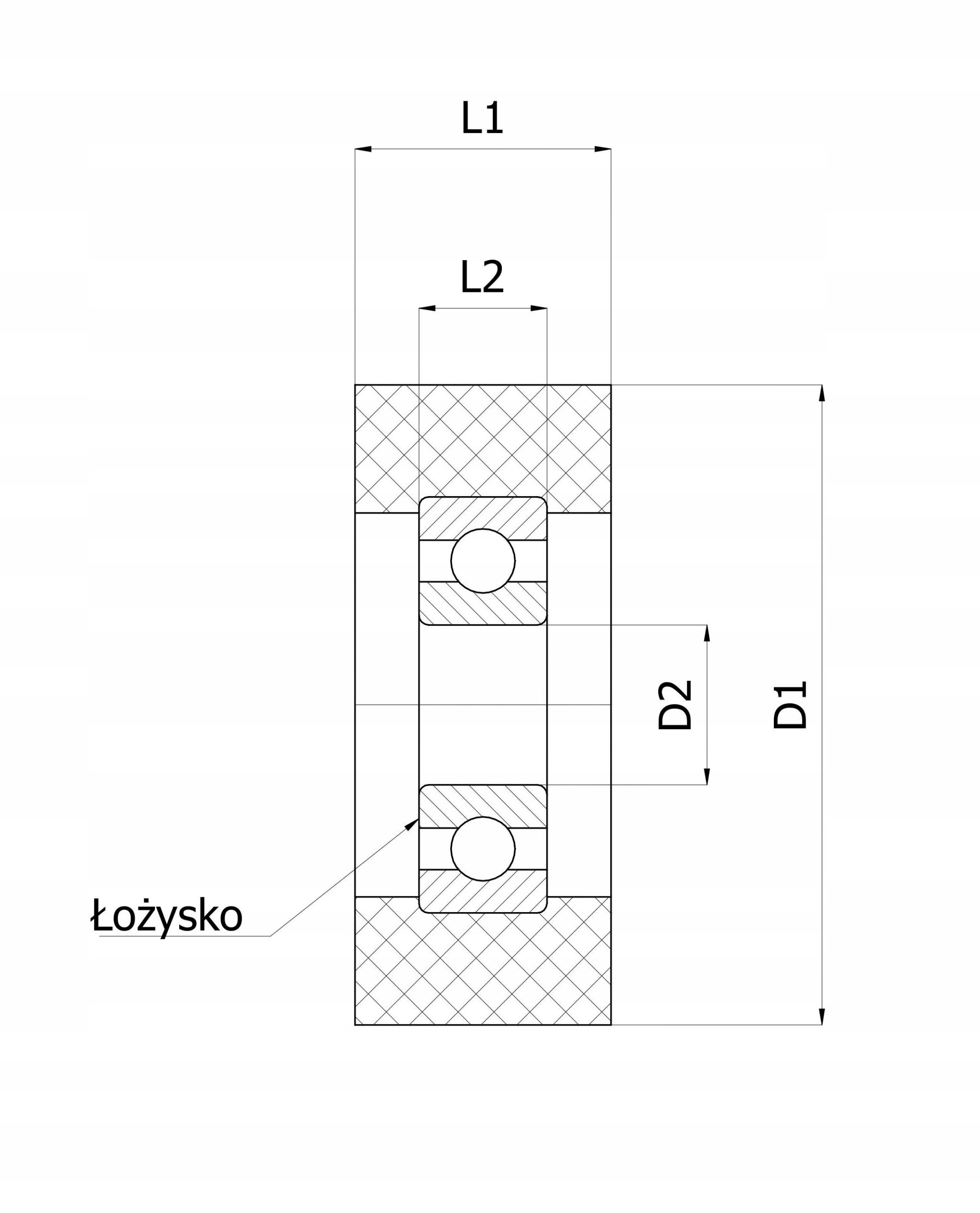 Rolka Poliuretanowa z łożyskiem 60/15/10 Kod producenta RP-60-15/10