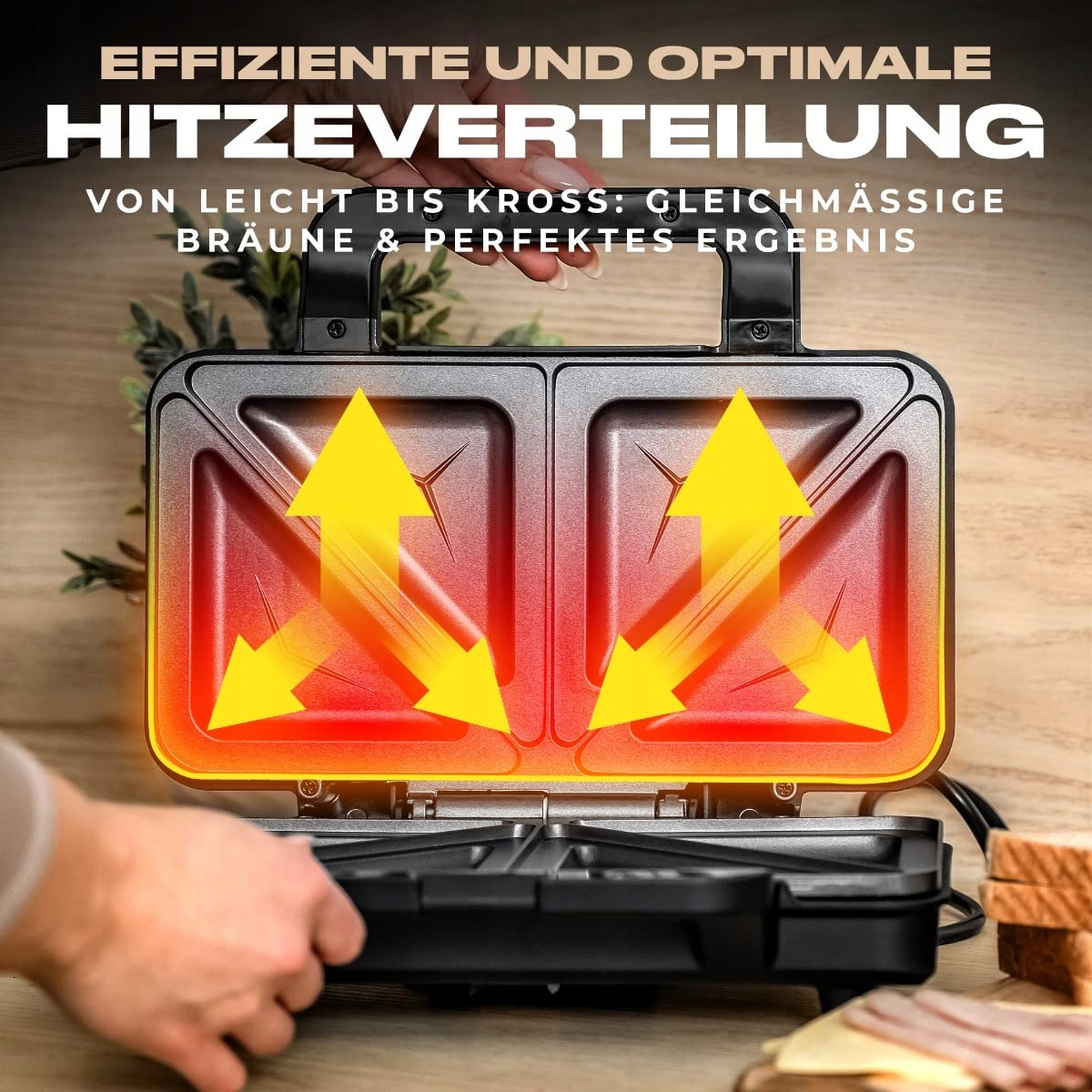 PROFICOOK Opiekacz Do Kanapek XXL Antyadhezyjne Płyty 900W — miniatura 4