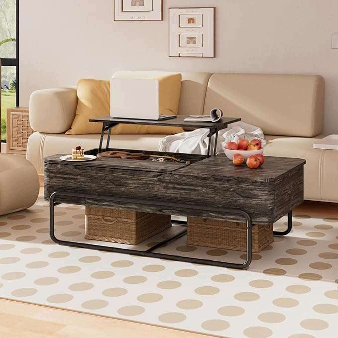 Dřevěný konferenční stolek se zvedací deskou a úložným prostorem 105x41x53 cm