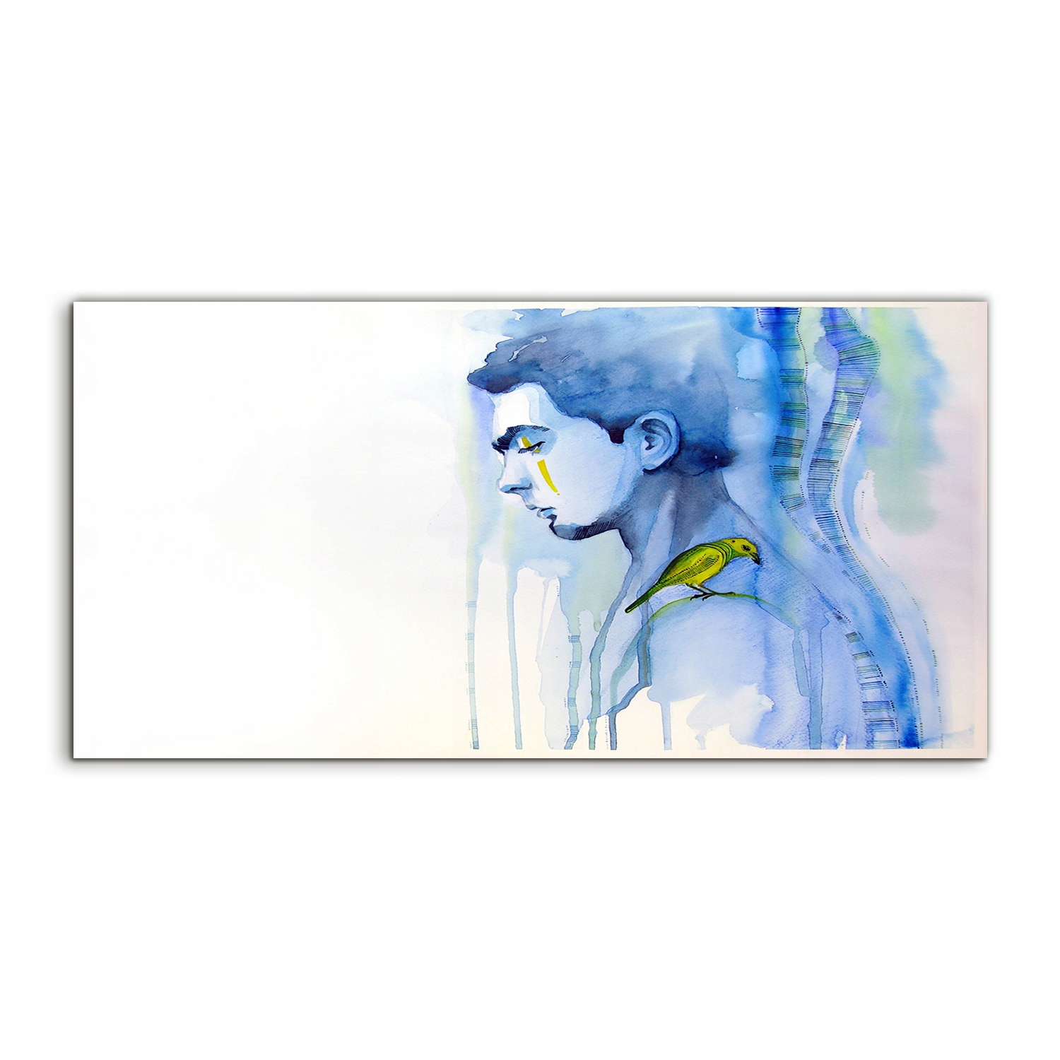 Akrylový obraz 140x70 s grafikou Portrét Človek Vták