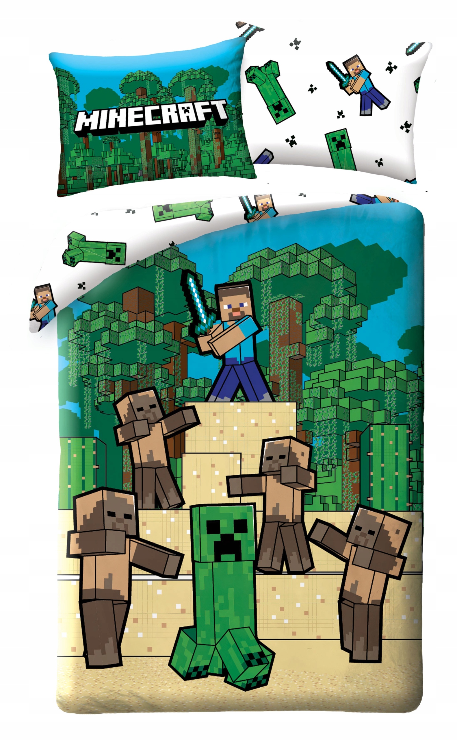 

Pościel Minecraft 140 X 200 Steve Creeper Zombie