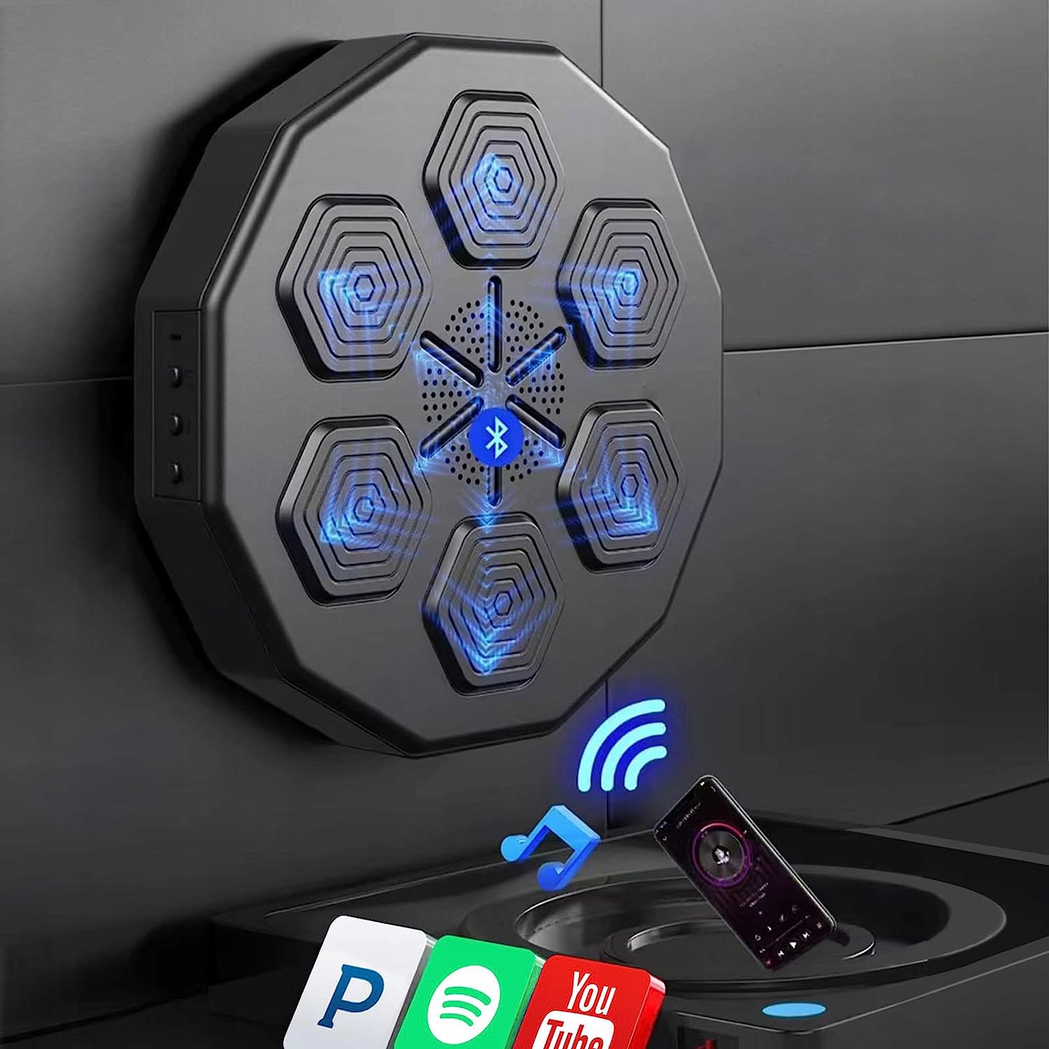 MUZYCZNA MASZYNA BOKSERSKA Z WYŚWIETLACZEM LED BLUETOOTH SMART MUSIC BOXING Kolor dominujący czarny