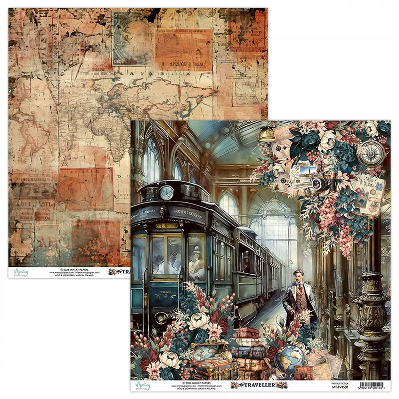 Papier do scrapbookingu 30x30 Mintay Traveller 01