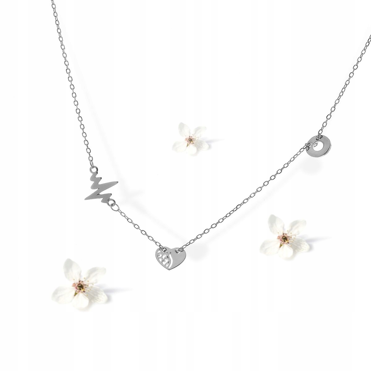 Stříbrný Náhrdelník Ag 925 Dámské Ažurové Srdce Linie Života Kroužek Na Dárek