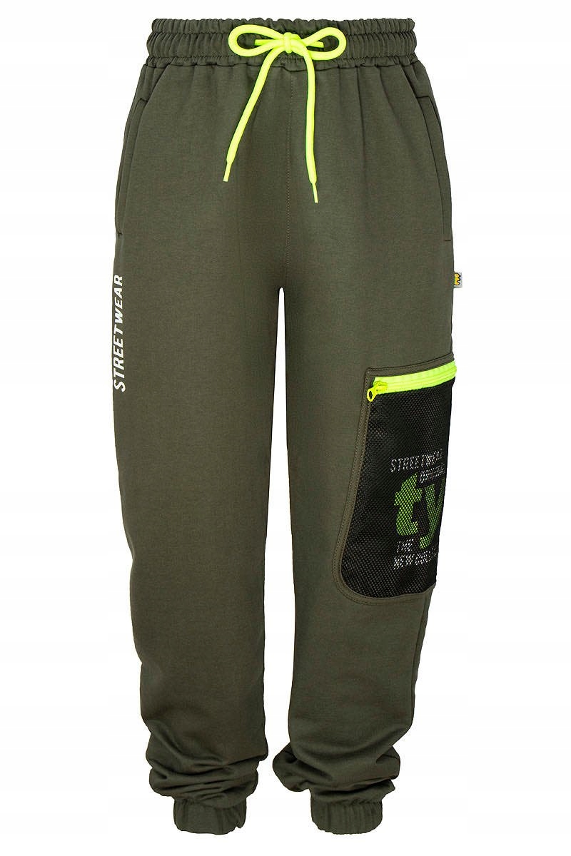 

Spodnie dresowe dres jogger khaki kieszenie 176