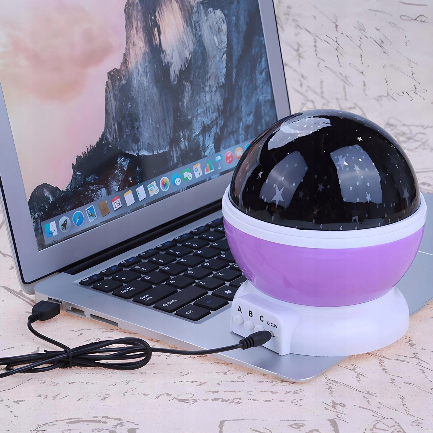 LAMPKA NOCNA PROJEKTOR GWIAZD STAR LED DLA DZIECI DO SYPIALNI USB BATERIE Stan opakowania oryginalne