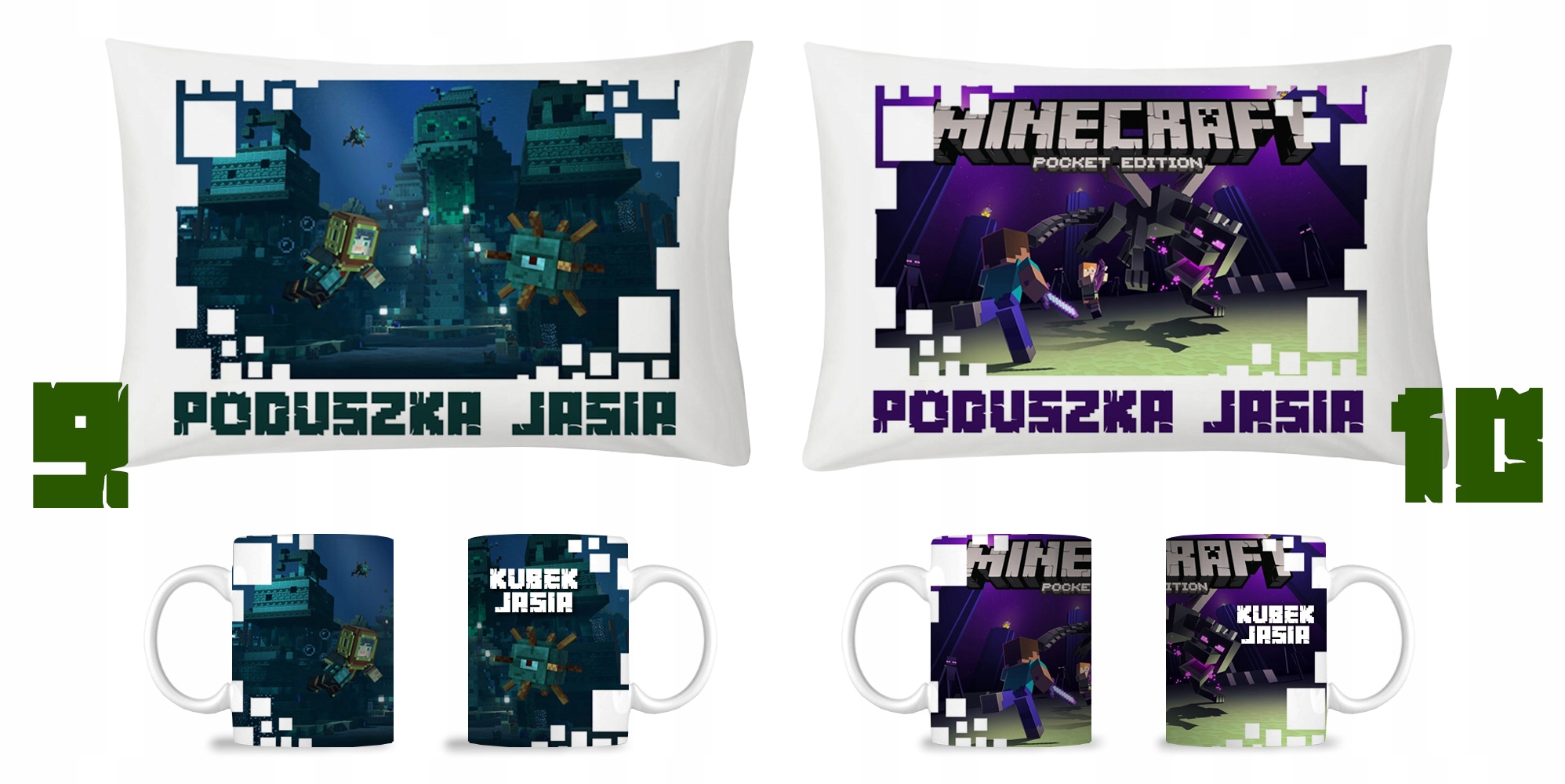 ZESTAW PODUSZKA KUBEK MINECRAFT PREZENT DLA GRACZA Bohater Minecraft