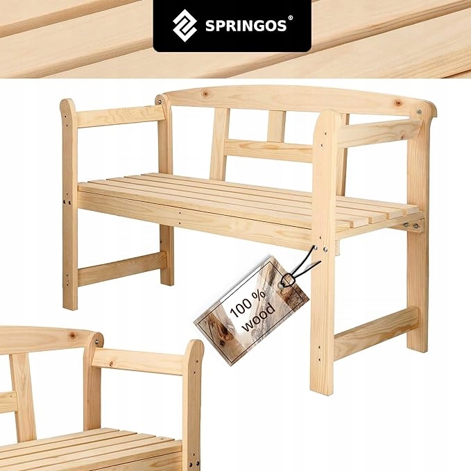 ŁAWKA OGRODOWA DREWNIANA PARKOWA 125 dwuosobowa ŁAWECZKA TARAS SOLIDNA Producent Springos