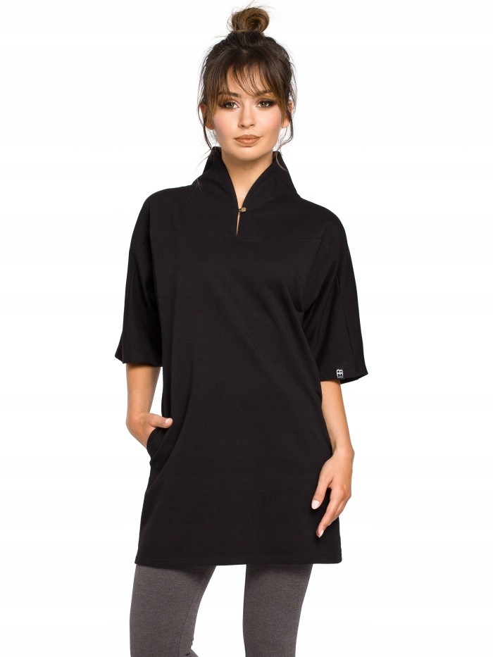 

Eu L B043 Nowoczesna tunika kimono - czarna Eu L