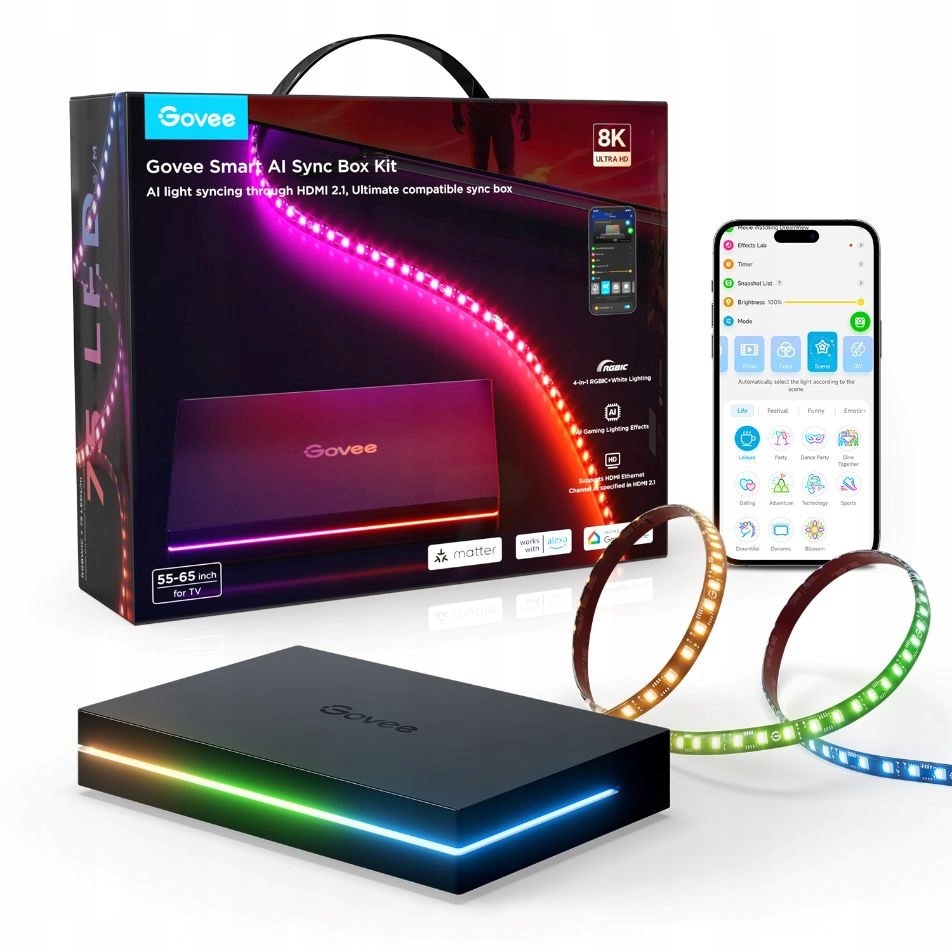 Govee Ai Sync Box 2 Smart Tv Rgbicw podsvětlení 55-65" H8604C12