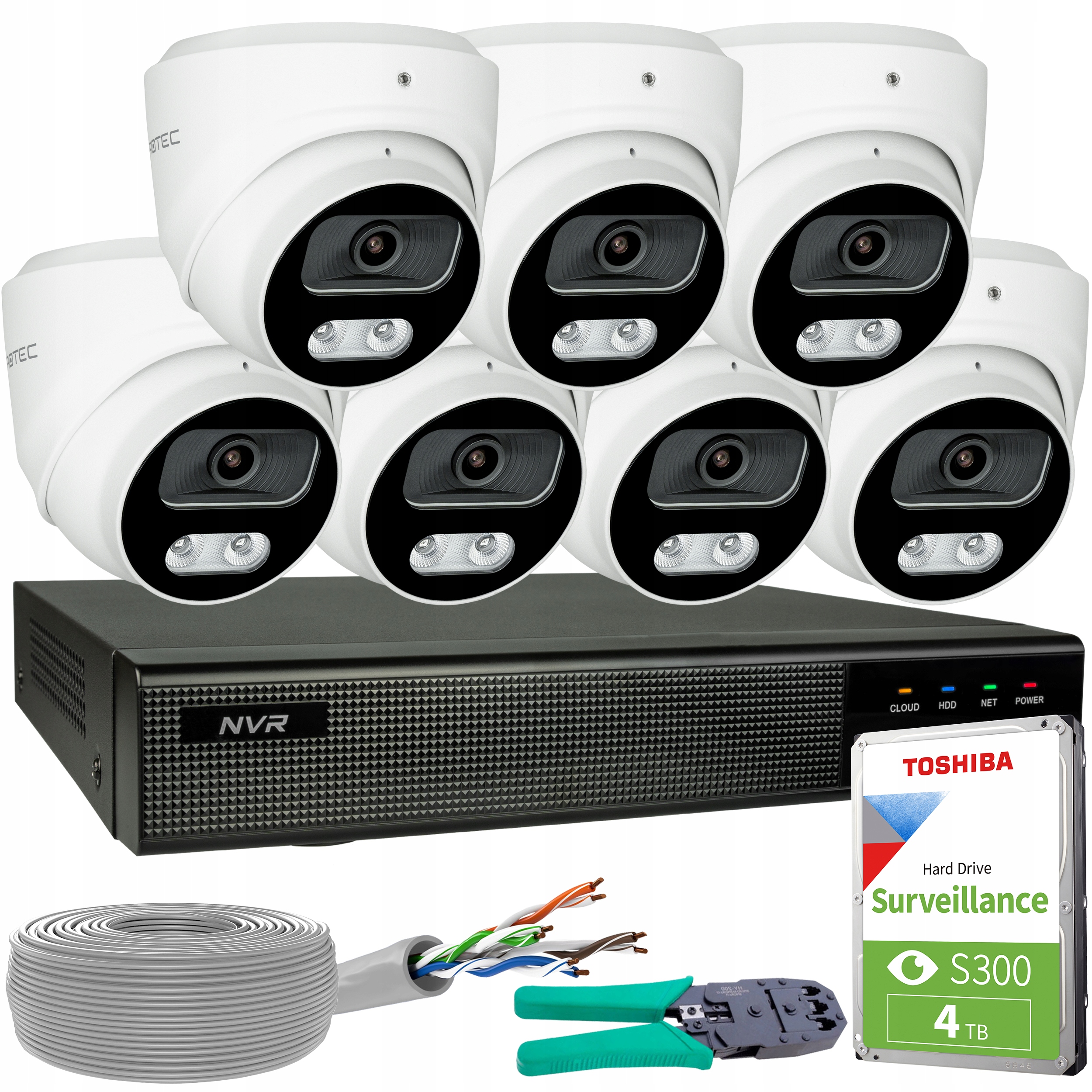 Sada pro monitorování 7 kamer Ip 8MP 4K Poe Detekce lidí a vozidel Hdd 4TB