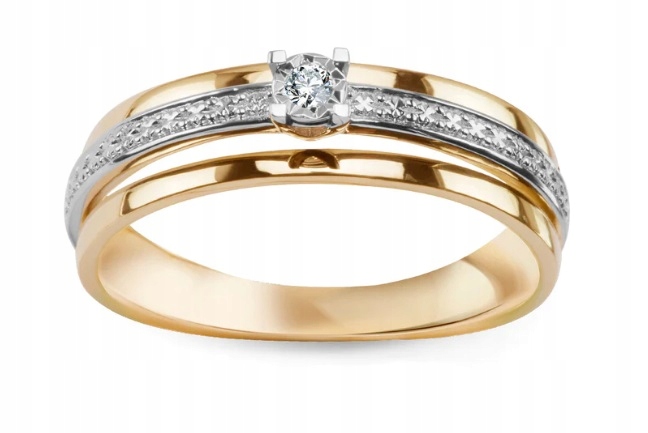 Złoty Pierścionek z Diamentem r10 PZ13115 Verona Jewellery