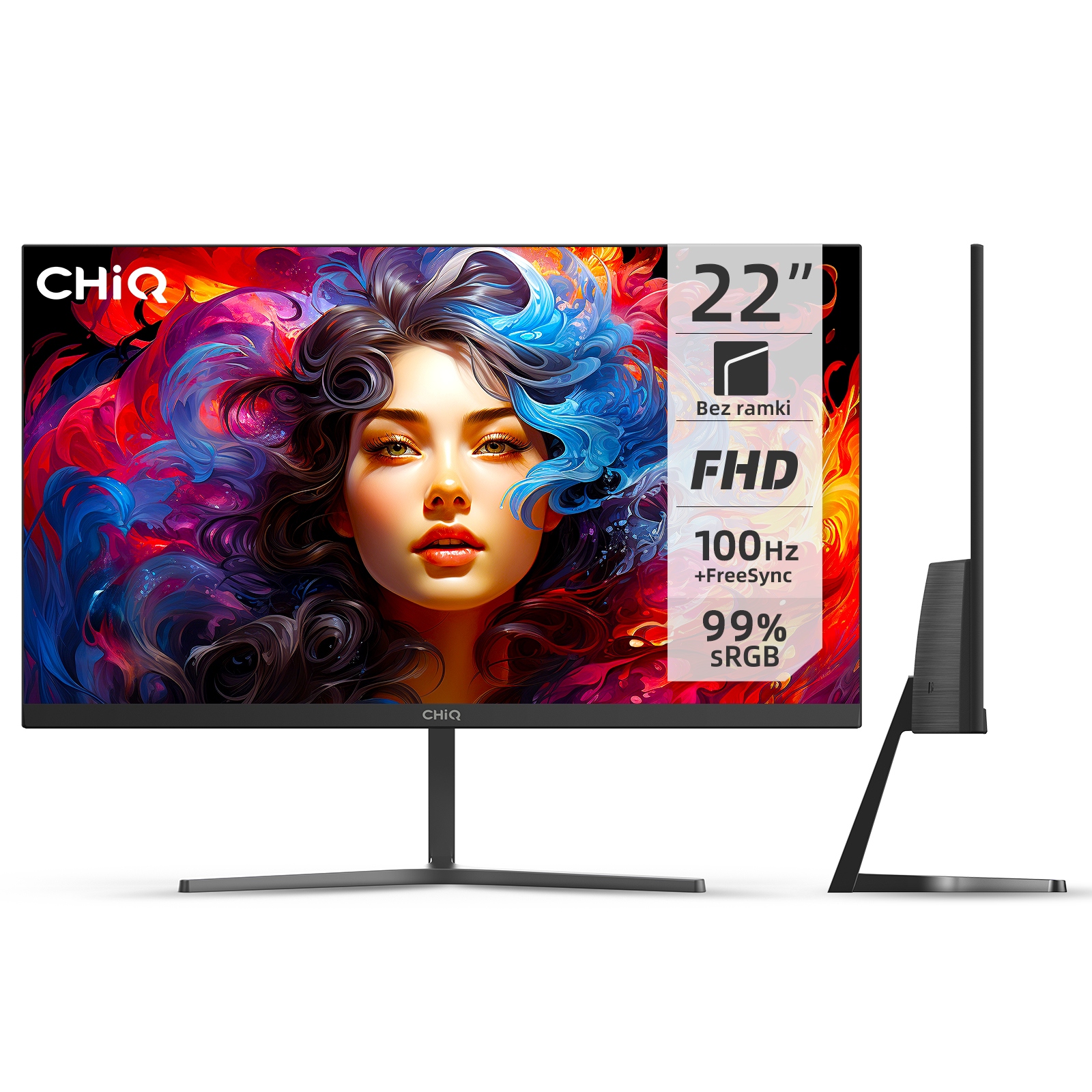 Monitor Bezramkowy 22" CHiQ 22F650 FHD,100 Hz + FreeSync