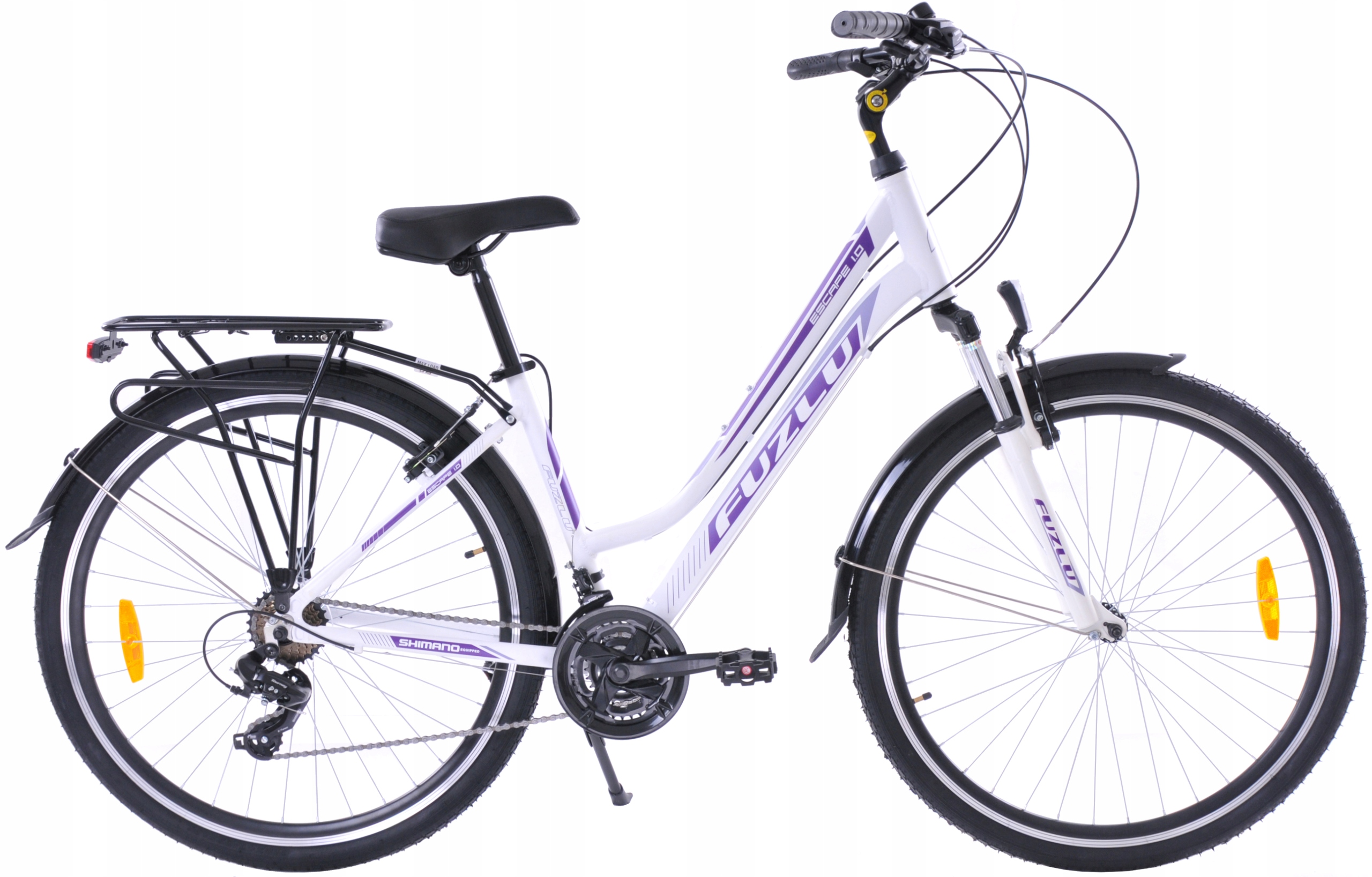 Rower trekkingowy 28 Fuzlu Escape 1.0 Lady (18'') biało-fioletowy mat