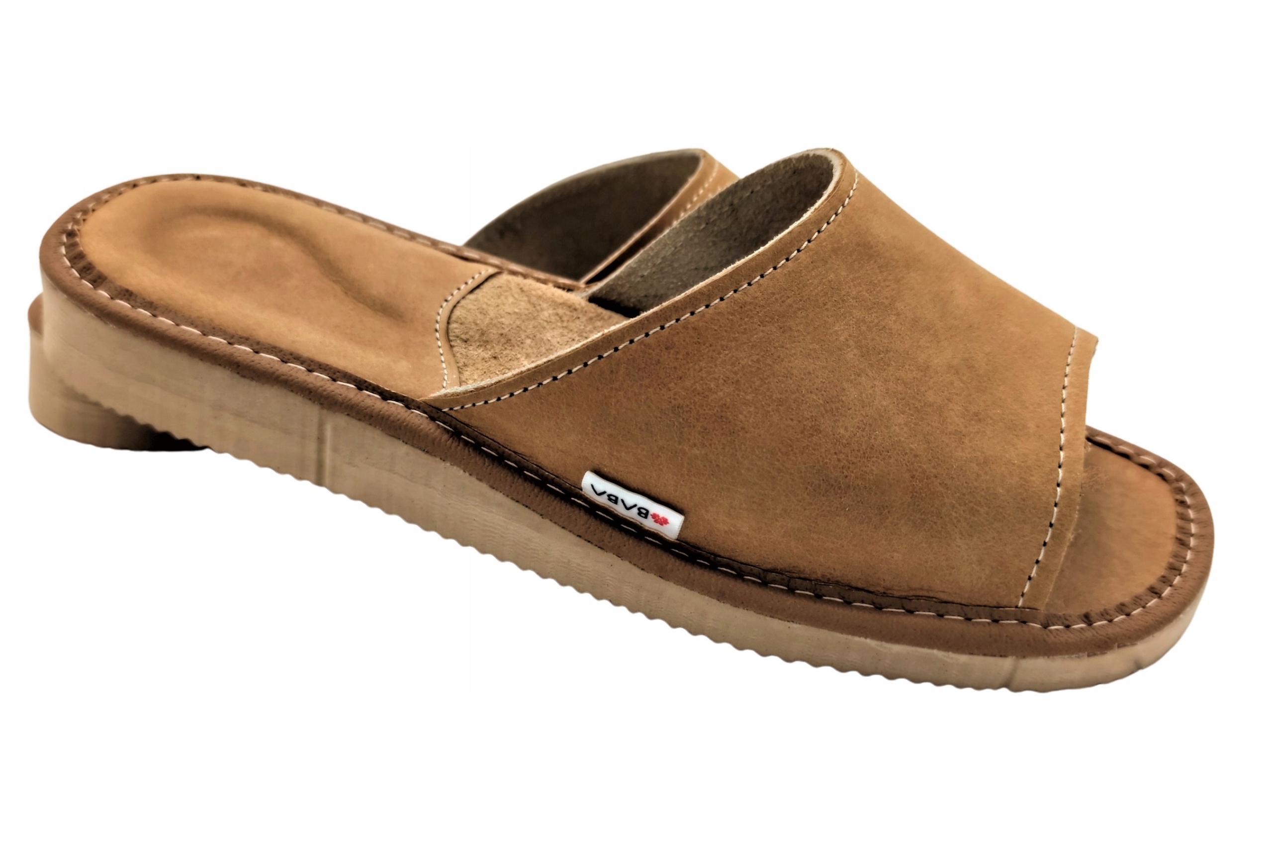 KAPCIE DAMSKIE SKÓRZANE PANTOFLE CIAPY LACZKI BRĄZ LEKKIE KLAPKI SKÓRA BABA