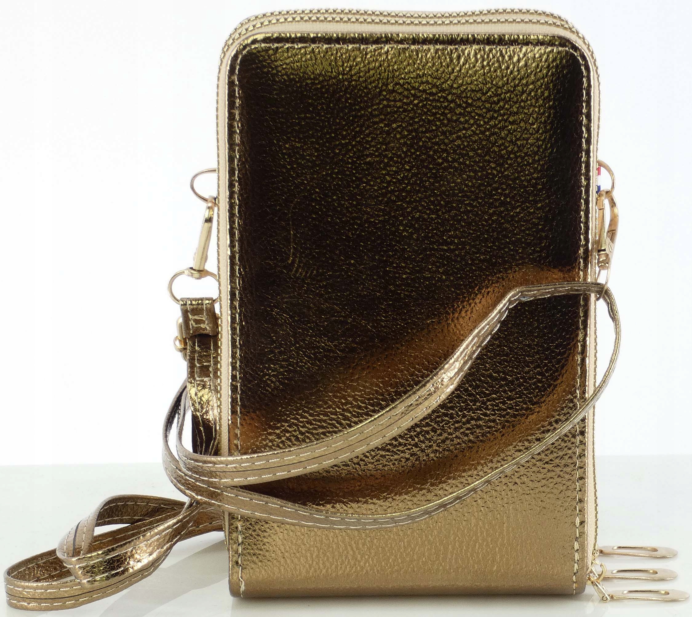 TOREBKA DAMSKA CAMBELL NA RAMIĘ SKÓRA EKOLOGICZNA ORGANIZER BAG ZŁOTA Płeć kobieta