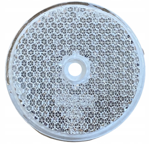 ODBLASK BIAŁY OKRĄGŁY FI 63 MM ODBLASKI PRZYCZEPY