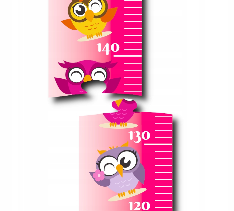 Miarka wzrostu na ścianę miara RÓŻOWA SOWY Płeć dziewczynki