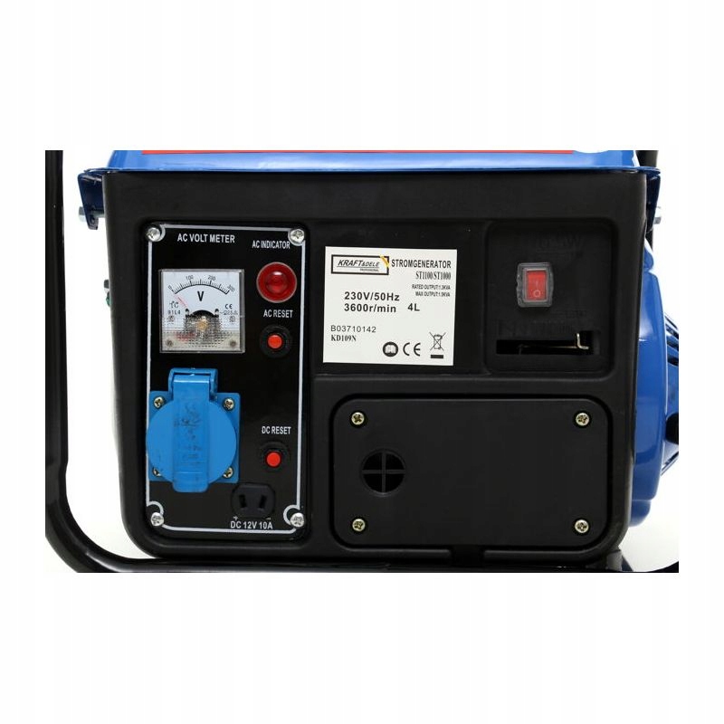 AGREGAT PRĄDOTWÓRCZY JEDNOFAZOWY 1200W PRZENOŚNY GENERATOR PRĄDU BENZYNA Nominalna moc prądnicy 800 W