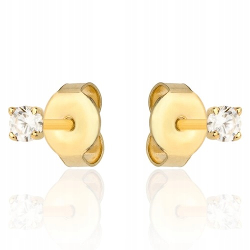 Złote Kolczyki 585 Małe Cyrkonia Sztyft Grawer M.jopek