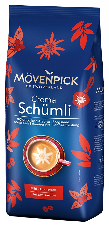 Levně Káva Zrnková 100% Arabica Movenpick Schümli 1000 g Zrno do kávovaru