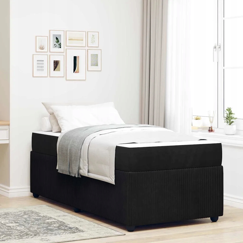 vidaXL Rám postele s matrací Černá 90 x 200 cm textil