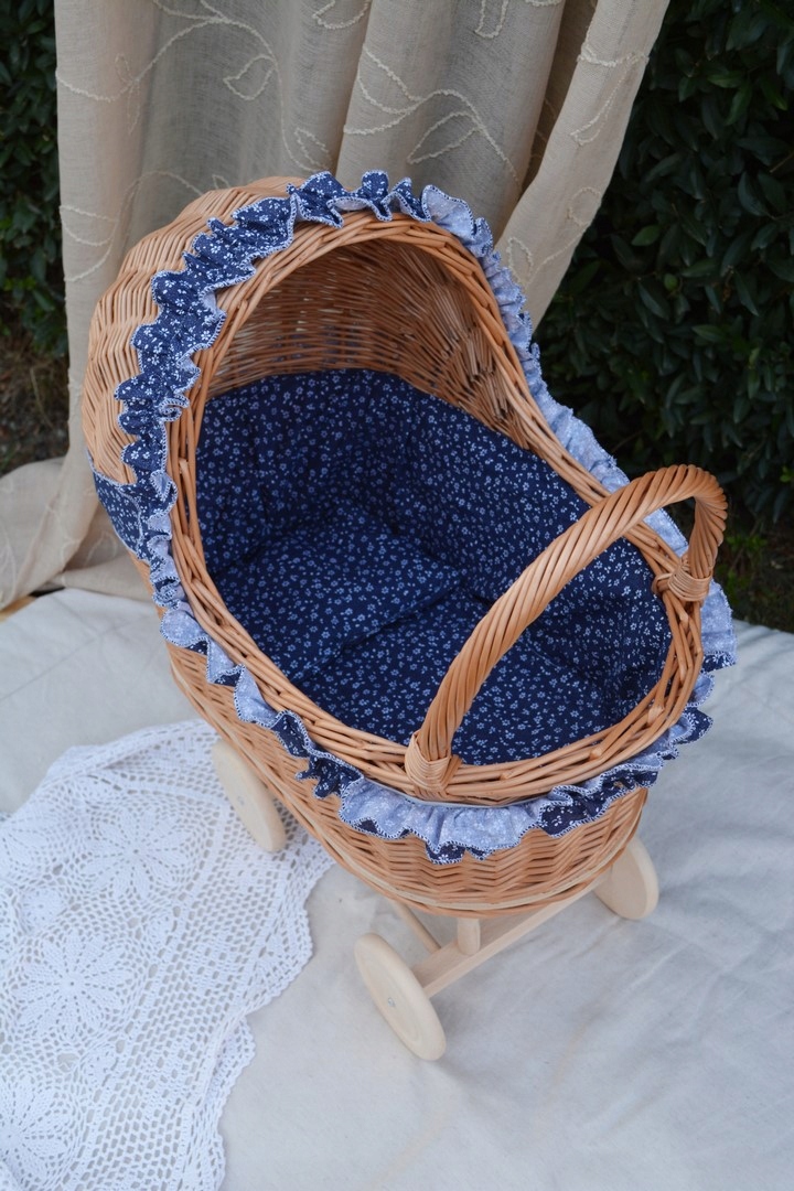 WÓZEK WIKLINOWY dla lalek NATURALNY + FALBANKA MIX Rodzaj inny