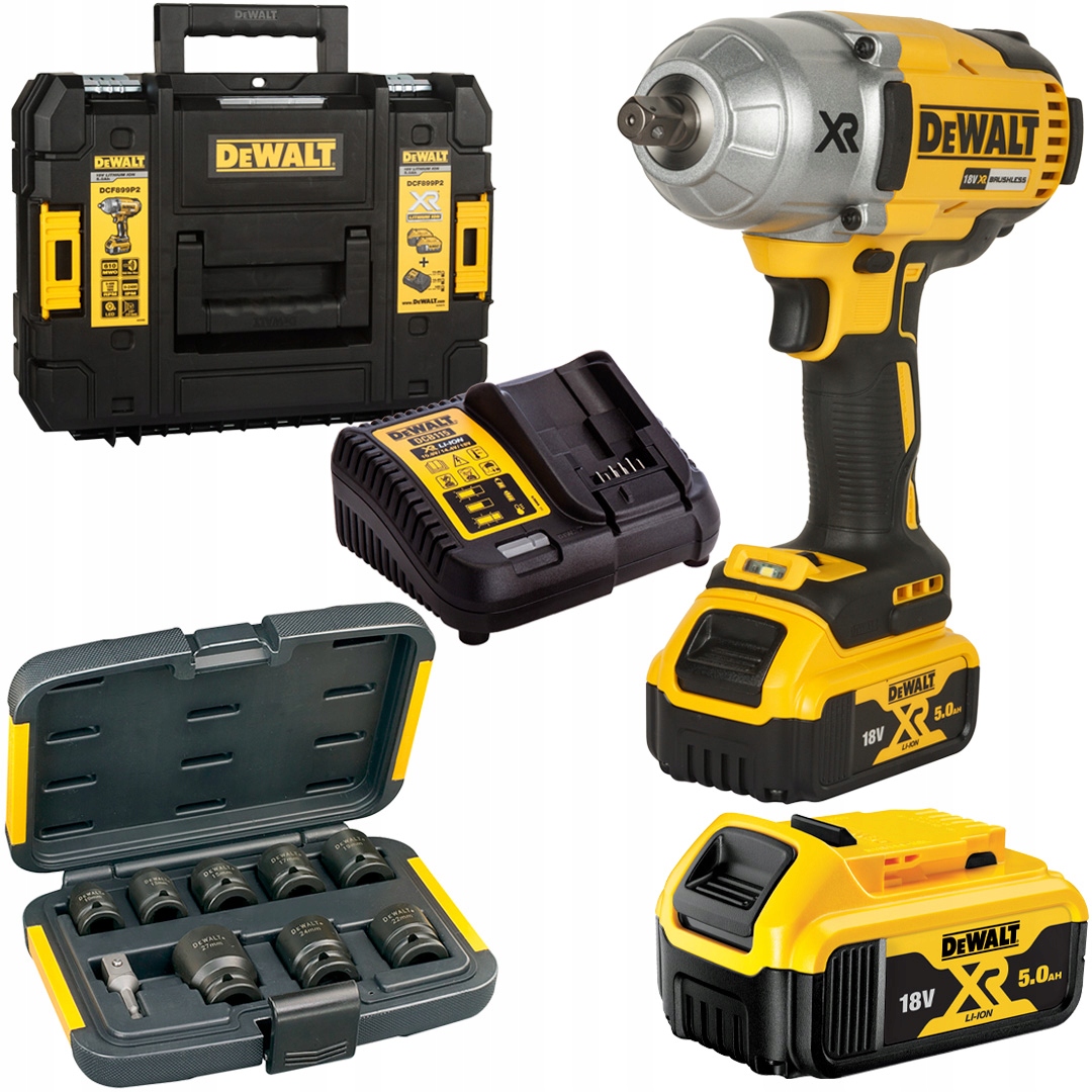 

DeWALT DCF899P2 Klucz Udarowy 18V 2x5Ah+ 9 Nasadek