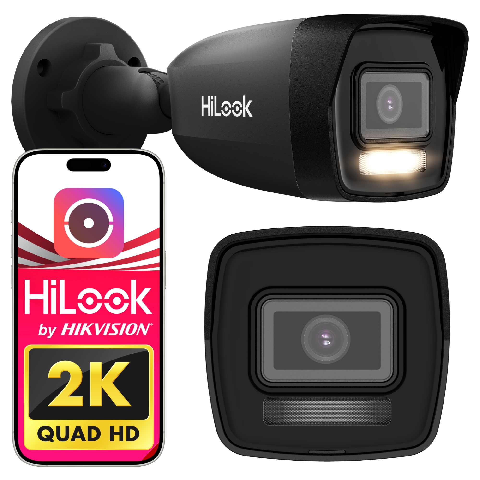 Kamera IPCAM-B4-30DL 4MPx Czarna Detekcja Dual-Light Hilook by Hikvision