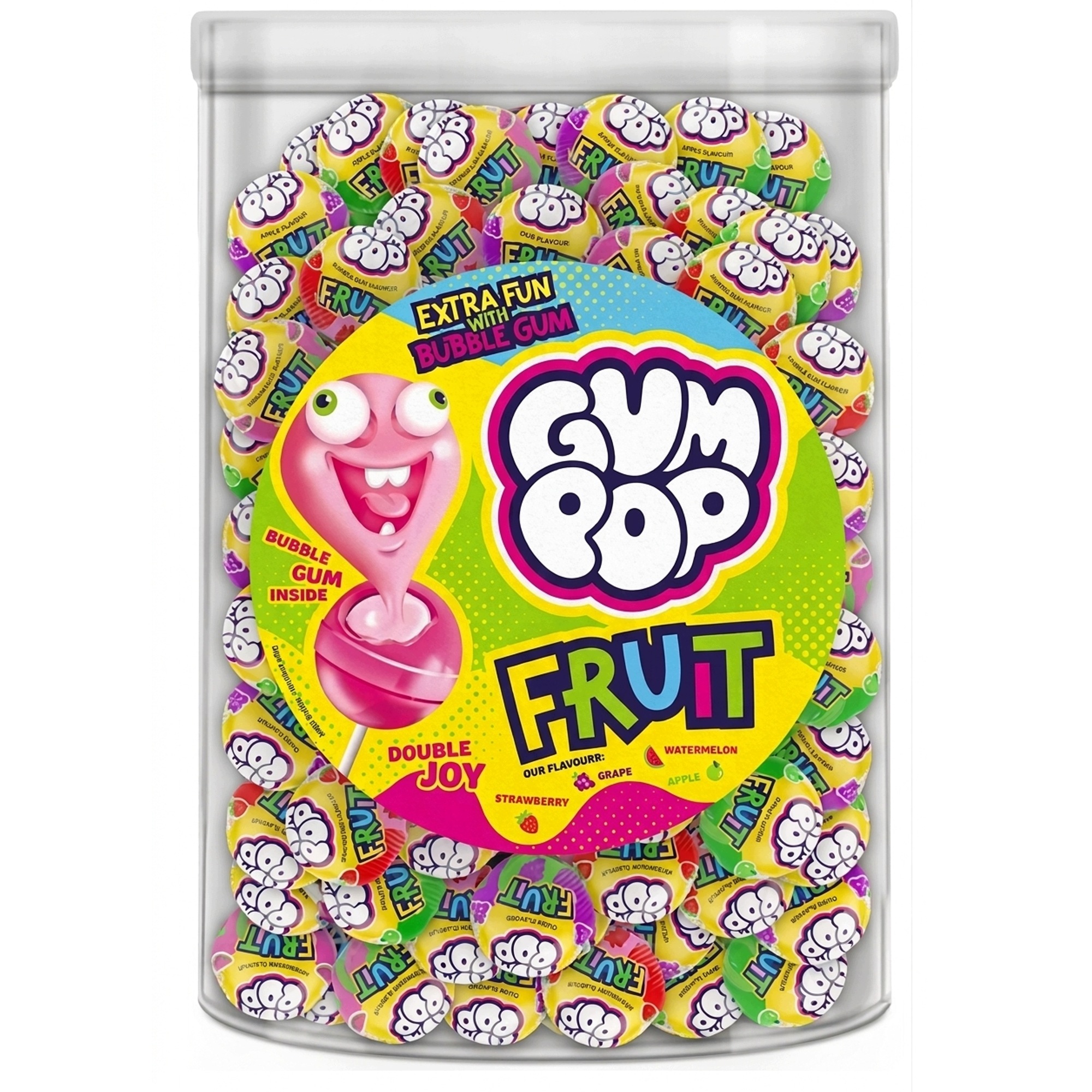 Lizak z gumą kwaśne Extra Sour wiśnia jabłko pomarańcza grejfrut 100 sztuk