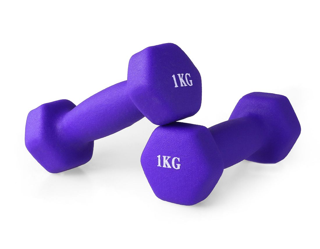 HANTLE ŻELIWNE HANTELKI NEOPRENOWE DO ĆWICZEŃ W DOMU CIĘŻARKI ZESTAW 2x1kg
