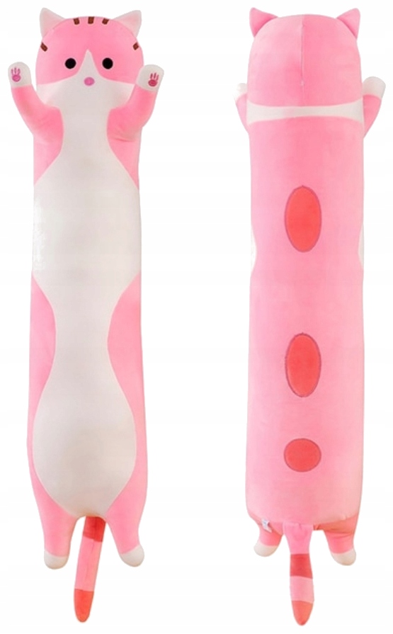 Kot Parówka Przytulanka Długa Poduszka L 50 cm. Maskotka Miś Cat Różowy