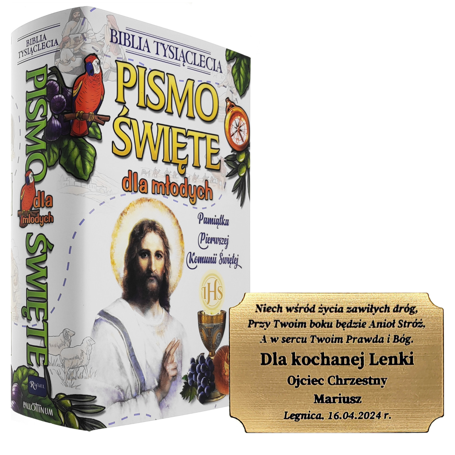 PISMO ŚWIĘTE DLA MŁODYCH PAPUGA KOMUNIA + GRAWER
