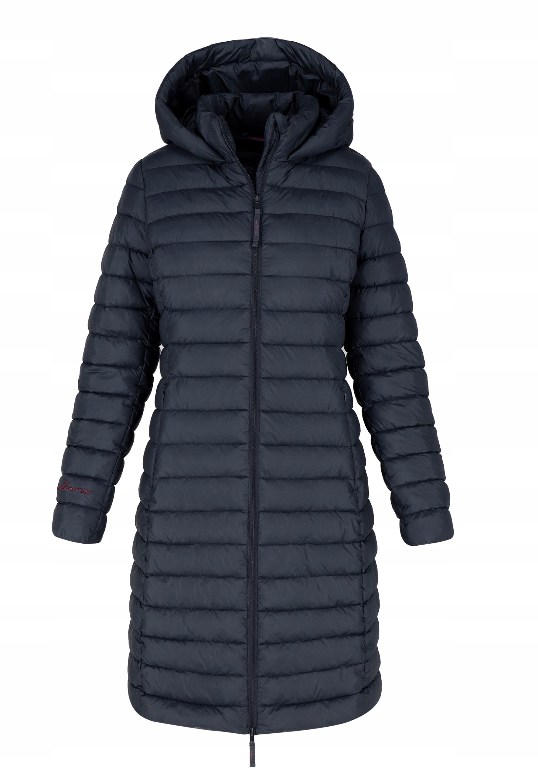 Volcano dámský prošívaný kabát modré barvy, klasický s kapucí J-carmen S