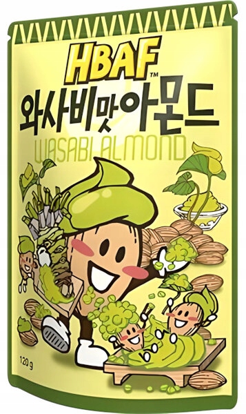 Levně 3x Mandle pražené s příchutí wasabi, sáček 120 g Hbaf