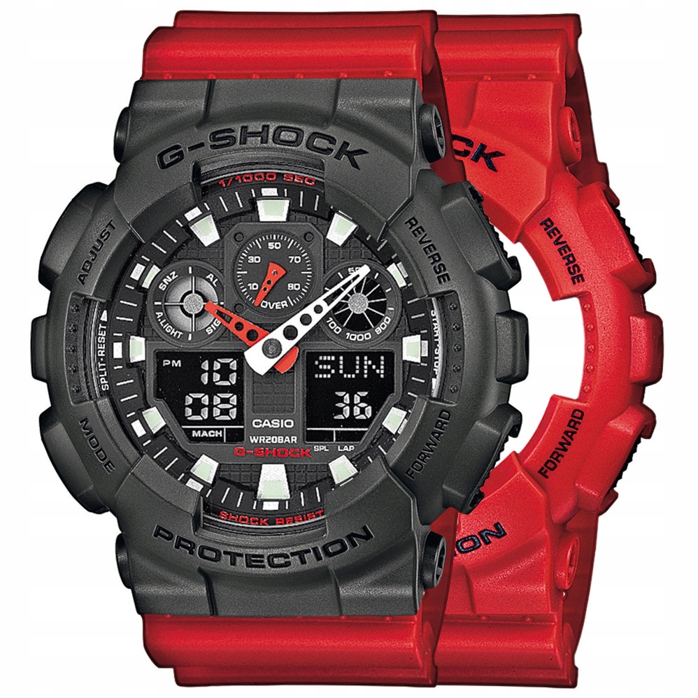 Sada G-shock GA-100B-4AER Šedá Červená