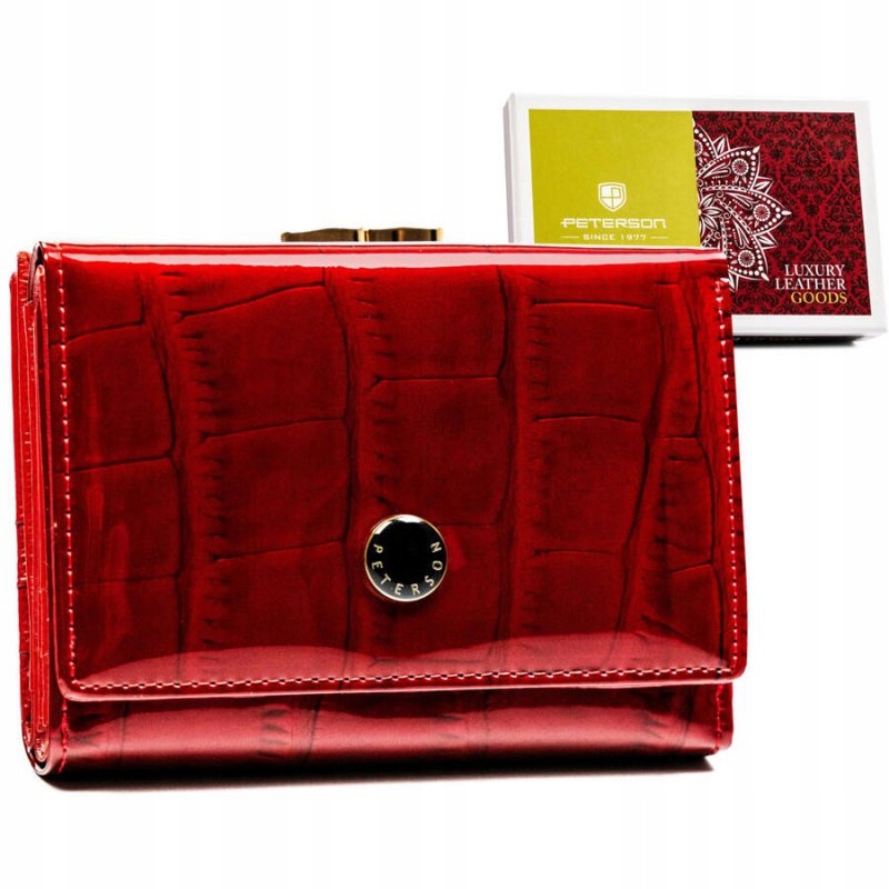 Dámská malá lakovaná peněženka z přírodní kůže Peterson