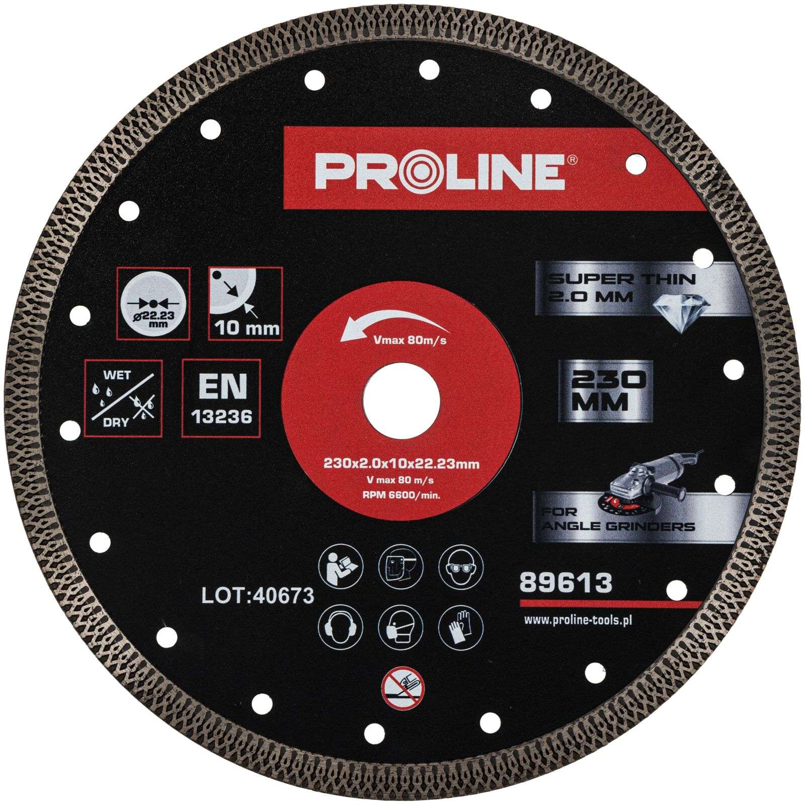 Diamantový kotouč pro řezání 230x2.0x22.23 mm Proline 89613