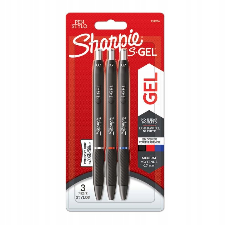 

Sharpie S-Gel, długopisy żelowe 3 kolory, 0.7mm