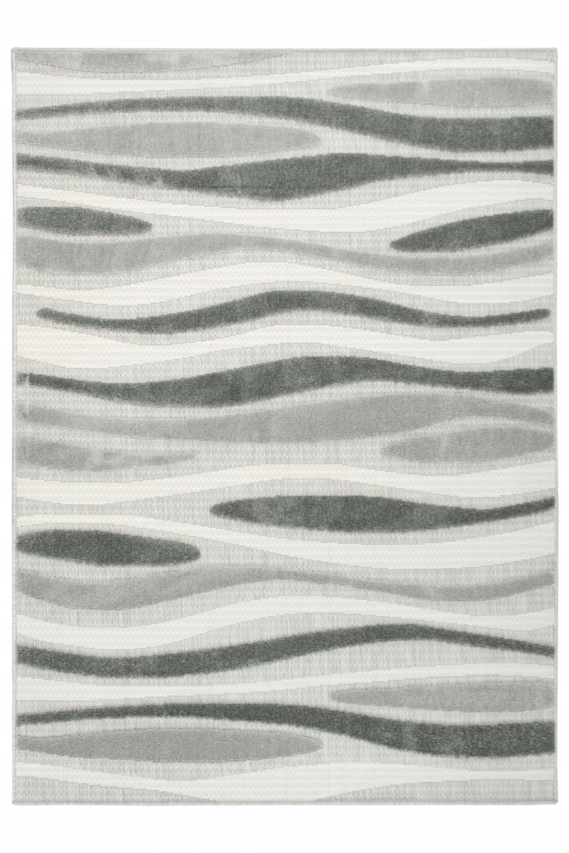 

120x170 cm Szary Kremowy Dywan Sznurkowy W Fale