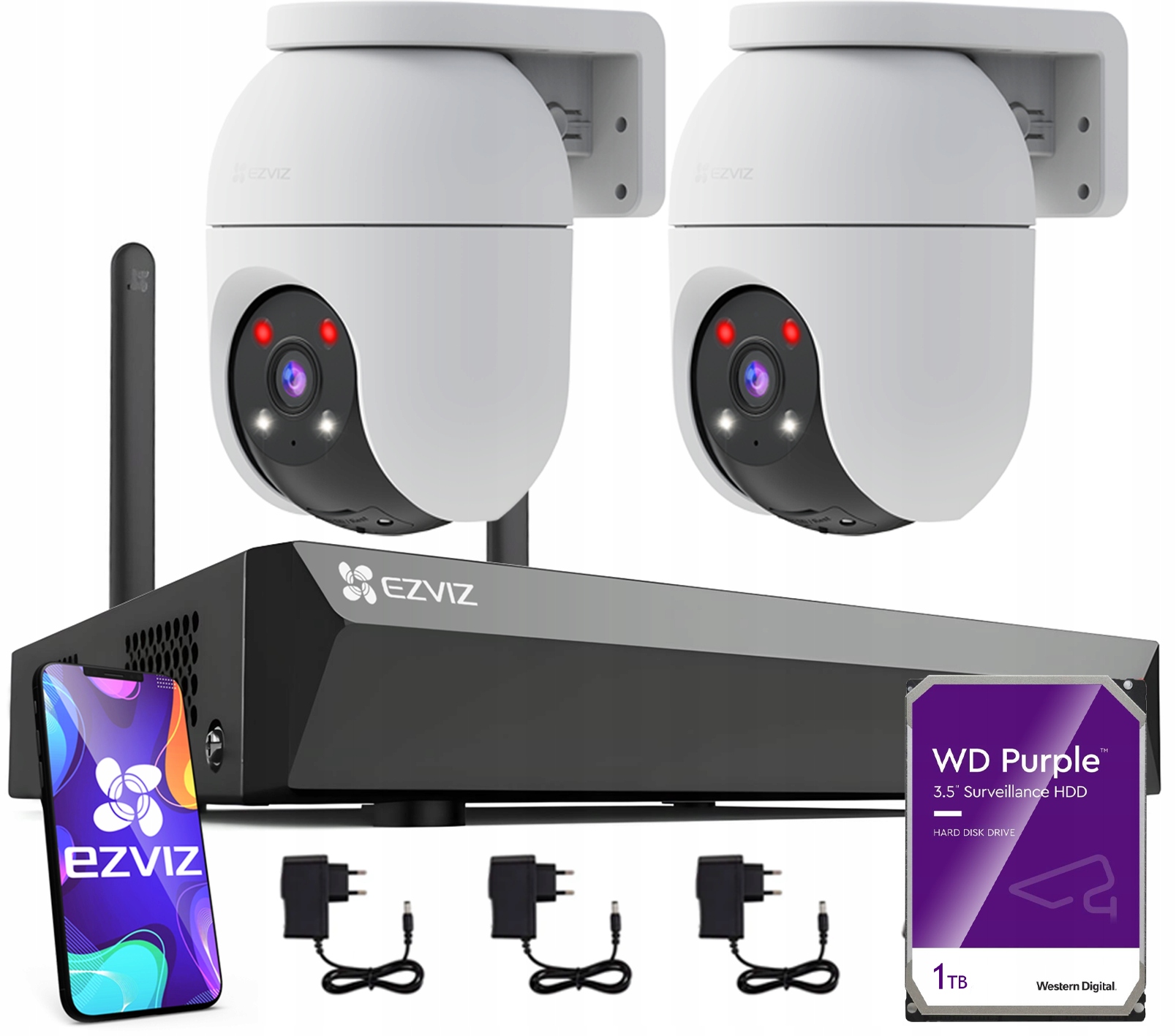 WiFi monitorovací sada pro domácnost 2 kamery 5Mpx záznamník 1TB Aplikace