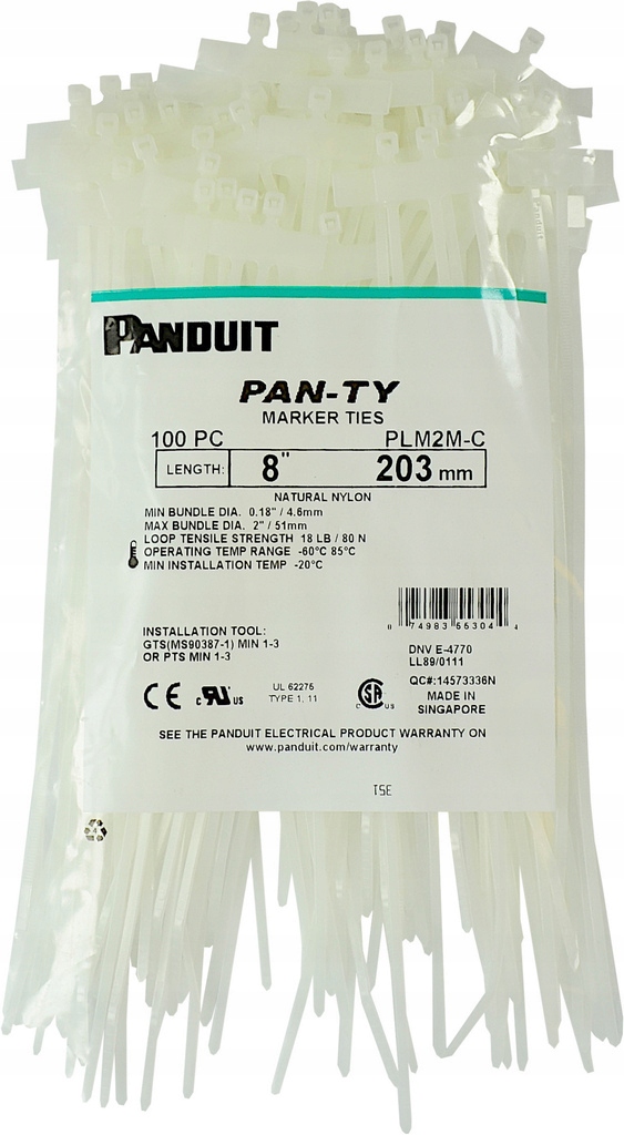OPASKI ZACISKOWE OPISOWE TRYTKI BIALE 2 5X203 Brand Panduit