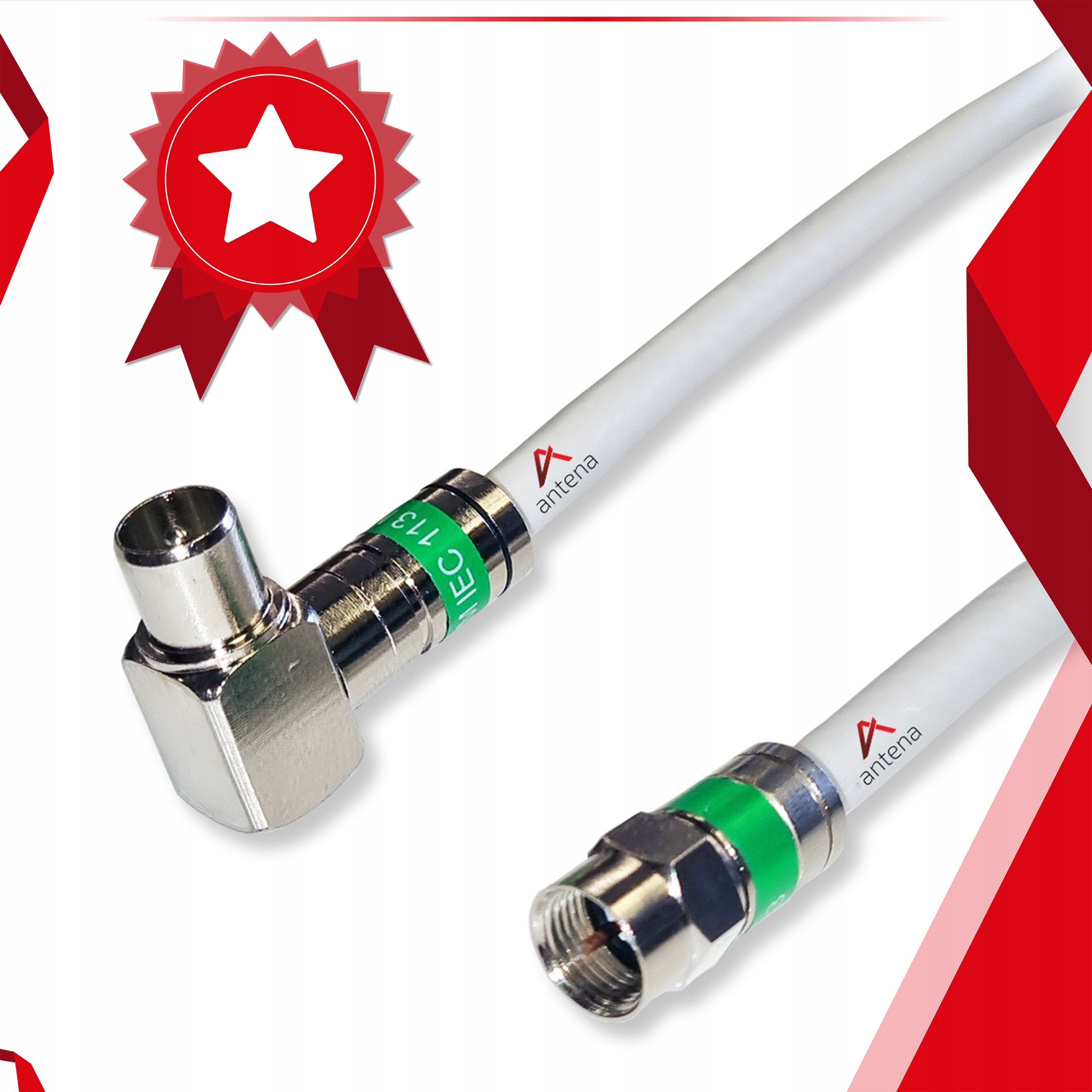 Kabel Satelitarny Wtyk F-Wtyk Antenowy Kątowy 12M Stan opakowania oryginalne