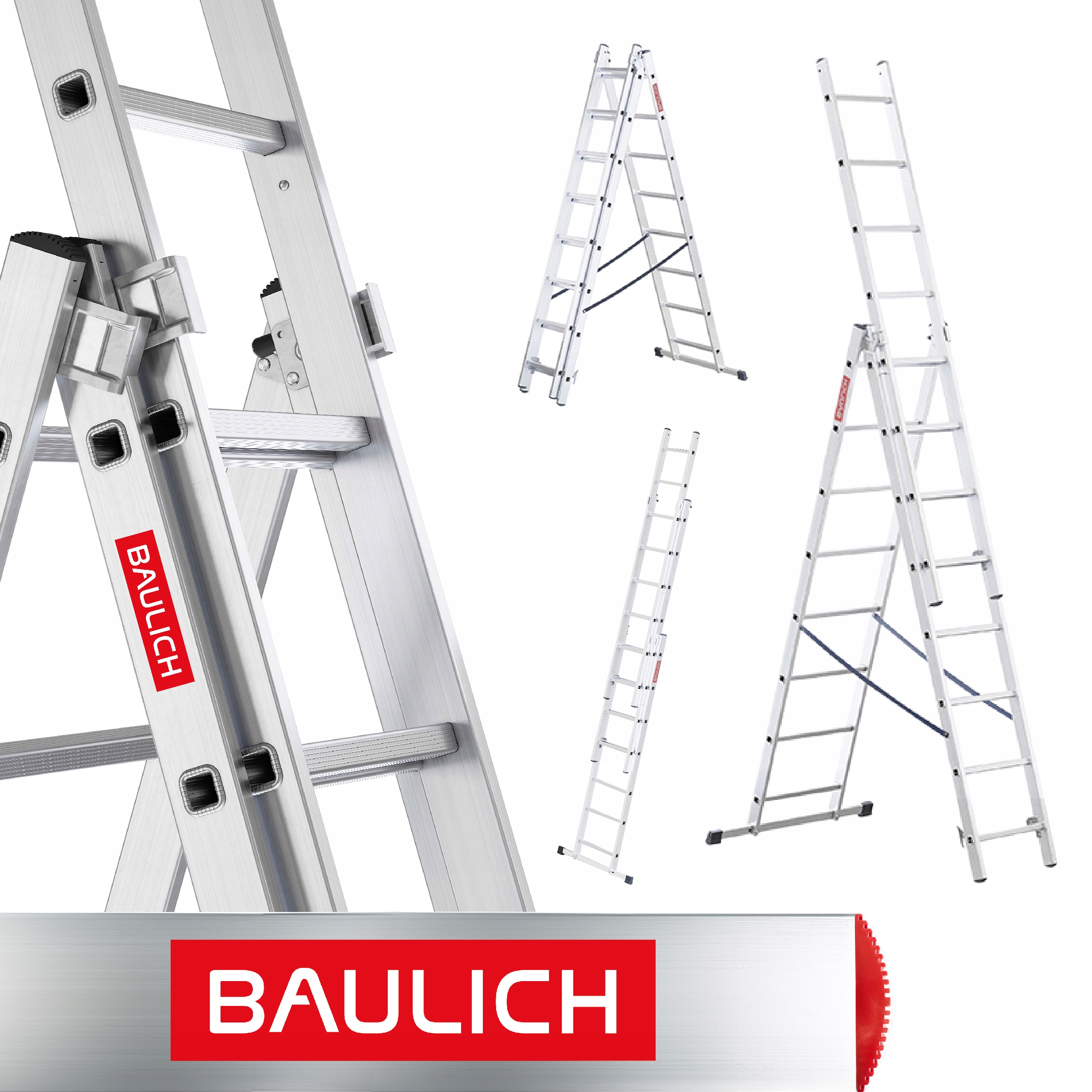 Žebřík 3x8, víceúčelový, univerzální, 150 kg Baulich, hák Bonus