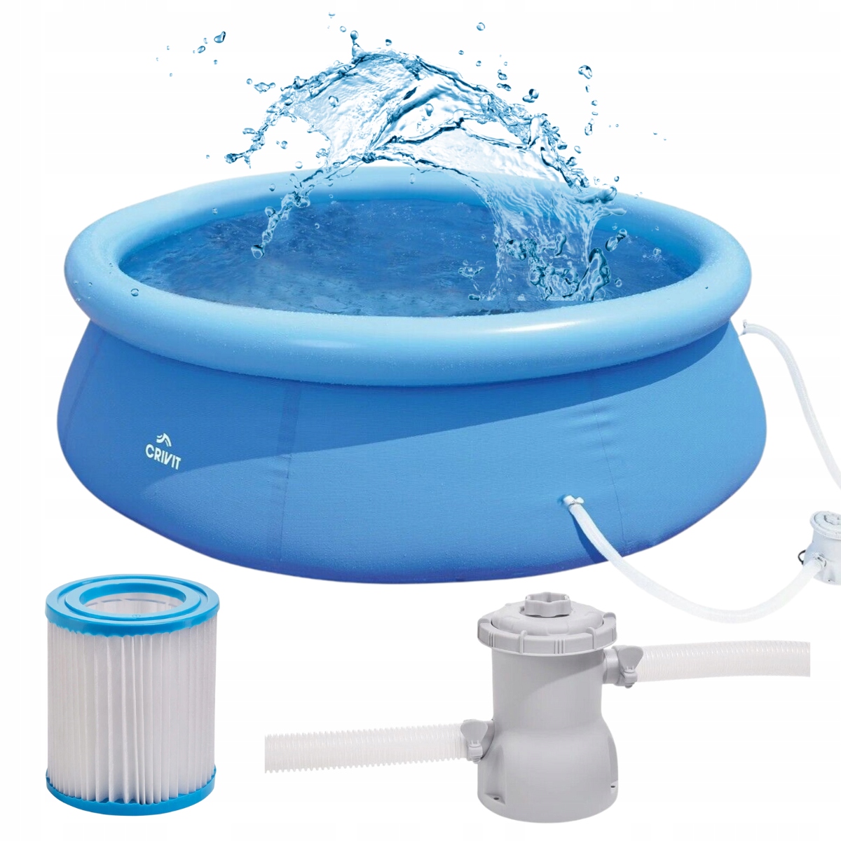 Basen Quick-up Crivit 240 x 63 cm pompka filtrująca dmuchany niebeski