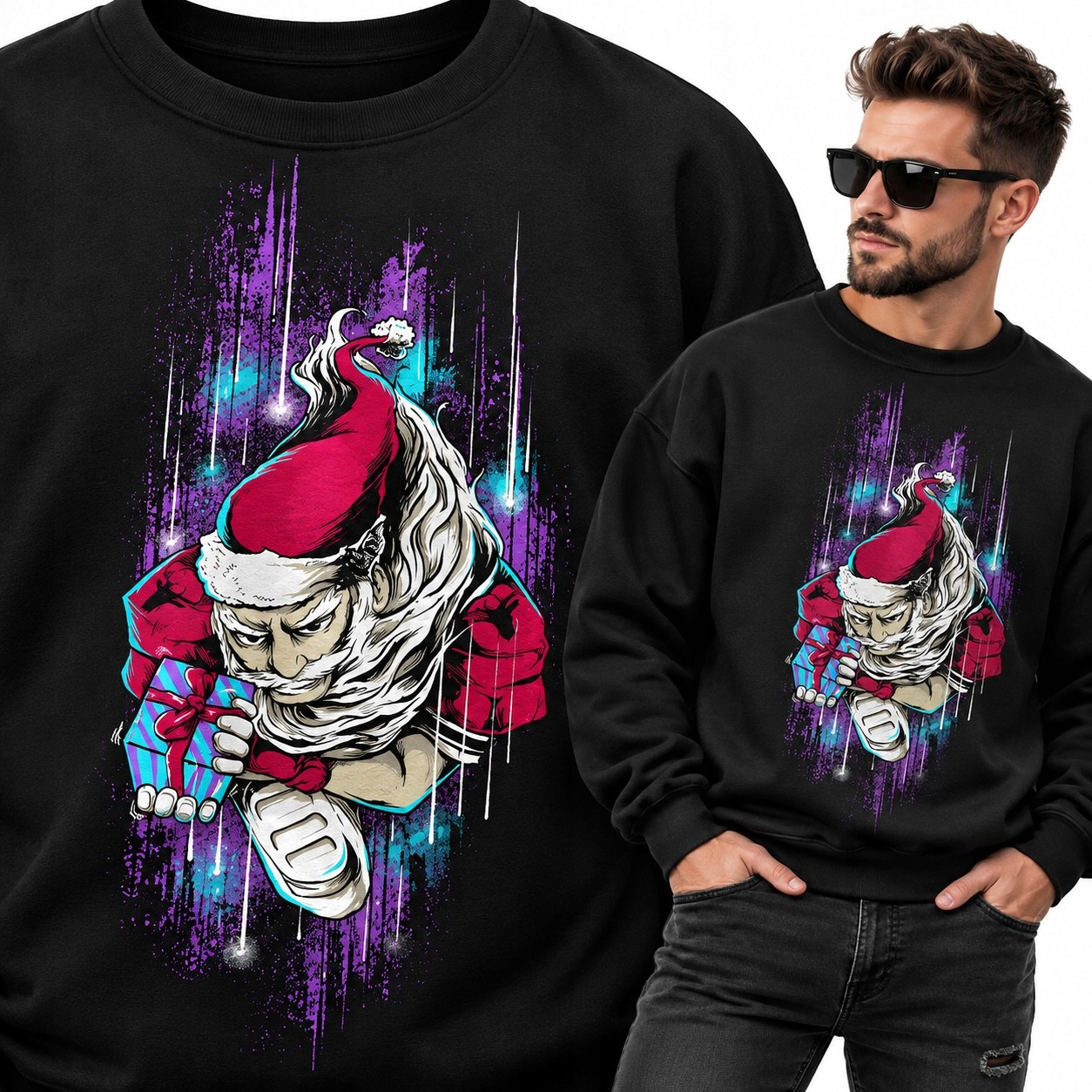 Pánská mikina vánoční mikina Touchdown Santa vel. XXL