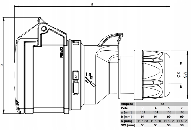 223-6 Portable power socket 32A, 3 pins, 230V Manufacturer code 223-6