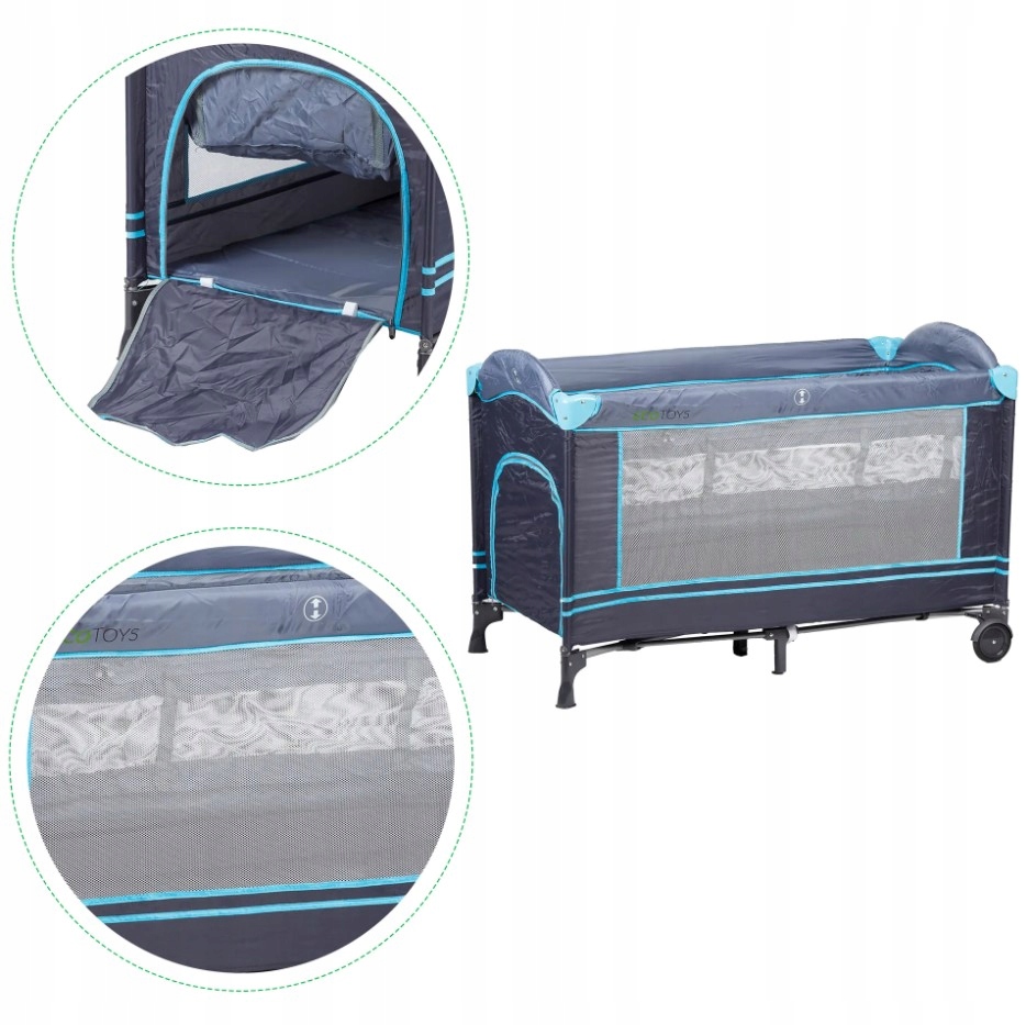 ŁÓŻECZKO TURYSTYCZNE Z MOSKITIERĄ NIEBIESKIE Długość 66 cm